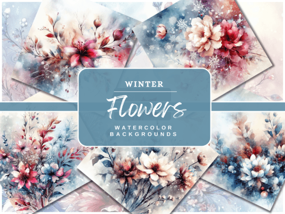 30 Winter Watercolor Flower Backgrounds for Elegant Design