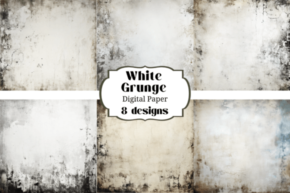 8 White Grunge Textured Worn Backgrounds: Design Versatility