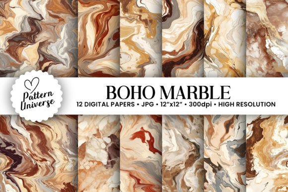 Boho Marble Seamless Backgrounds for Modern Craft Projects