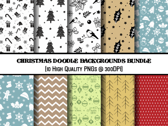 Christmas Doodle Backgrounds Bundle: Festive Versatility