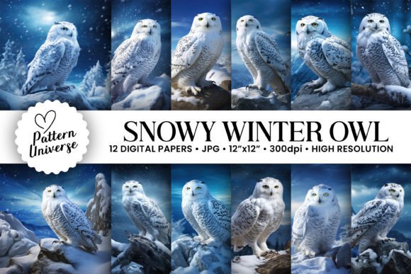 Enchant Your Designs with Winter Snowy Owl Backgrounds