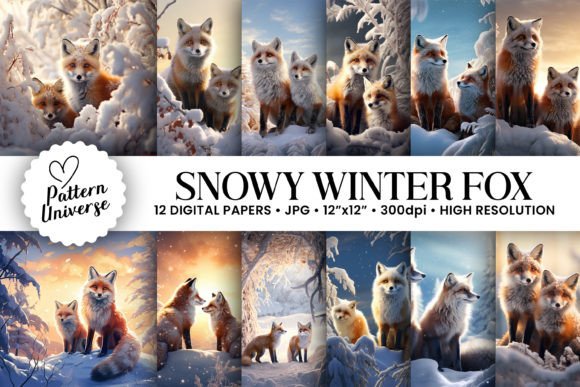 Enchanting Snowy Winter Fox Backgrounds for Creatives