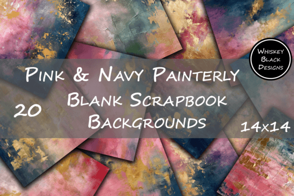 Pink Navy & Gold Painterly Backgrounds for Your Projects