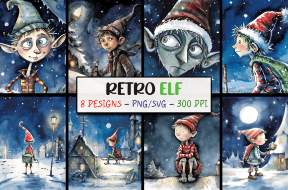 Retro Christmas Backgrounds: Cute Elf Designs for Your Holiday Projects