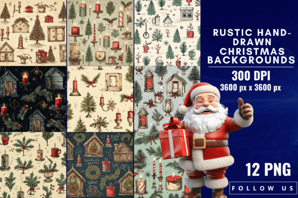 Rustic Hand-Drawn Christmas Backgrounds