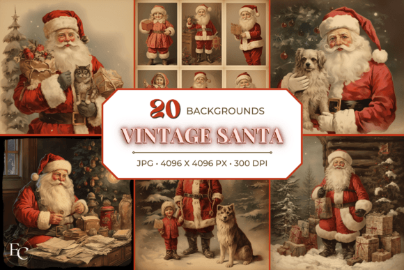 Timeless Holiday Magic: The Vintage Santa Christmas Backgrounds Bundle
