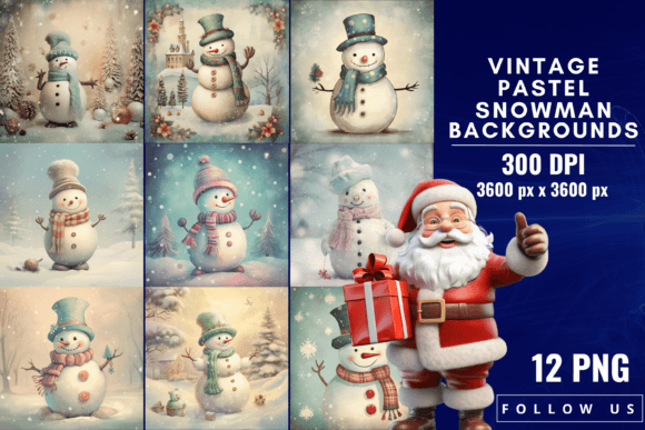 Timeless Winter Charm: Vintage Pastel Snowman Backgrounds