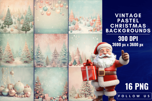 Vintage Pastel Christmas Backgrounds for Festive Designs