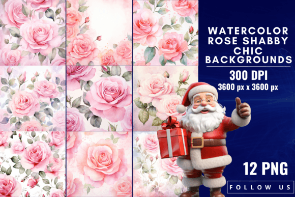 Watercolor Rose Shabby Chic Backgrounds for Your Designs