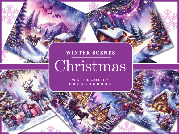 Winter Wonderland Digital Papers: 80+ Watercolor Christmas Backgrounds